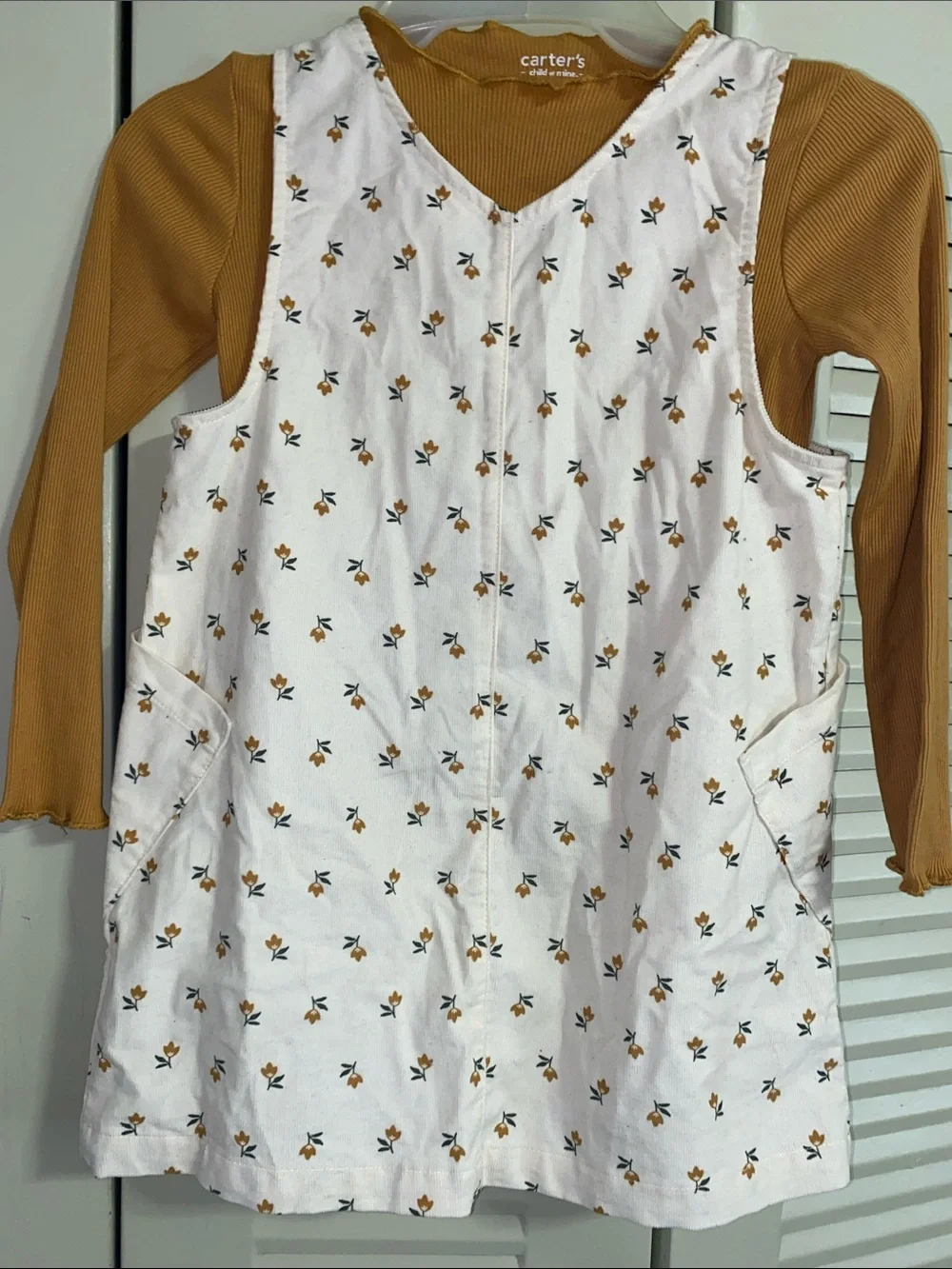 Carter's • Floral • Pinafore Dress • Mustard Top • Size 5T